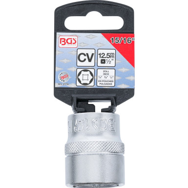 BGS Steckschlüssel-Einsatz Sechskant | Antrieb Innenvierkant 12,5 mm (1/2"""") | SW 15/16"""" | 2779
