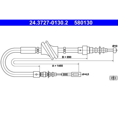 ATE Handbremsseil Seilzug Festellbremse 24.3727-0130.2