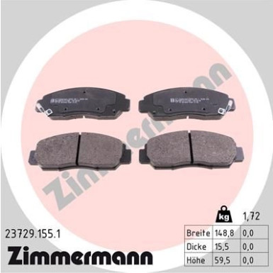 ZIMMERMANN Bremsbeläge | 23729.155.1
