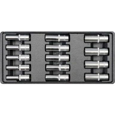 YT-5539 Steckschlüssel Lang 14-Tlg. 1/2 8-21mm In Schubladeneinlage
