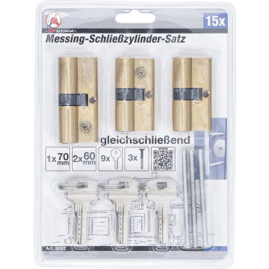 BGS Messing-Schließzylinder-Satz gleichschließend 15-tlg BGS Do it yourself 8092