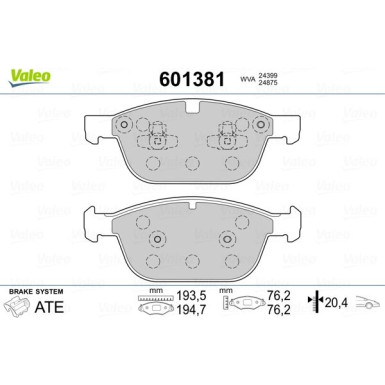 VALEO Bremsbeläge 601381