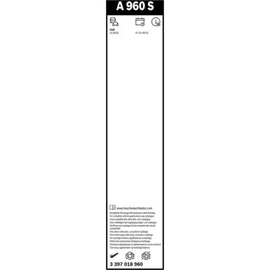 BOSCH | Scheibenwischer Aerotwin A960S | AUDI A2 | 3397018960