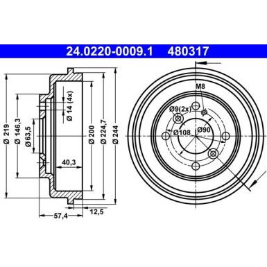 24.0220-0009.1 Bremstrommel 24.0220-0009.1 Bremstrommel