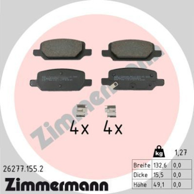 ZIMMERMANN Bremsbelagsatz, Scheibenbremse | 26277.155.2