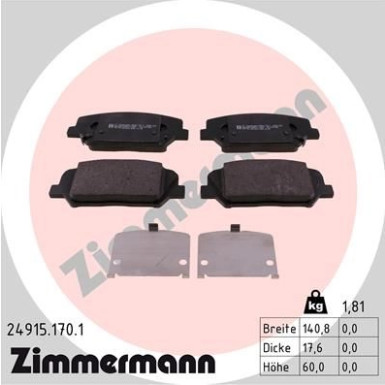ZIMMERMANN Bremsbeläge | 24915.170.1