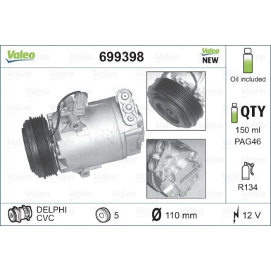 Kompressor, Klimaanlage VALEO CORE-FLEX 699398
