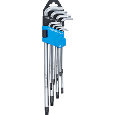 BGS Winkelschlüssel-Satz | extra lang | T-Profil (für Torx) mit Bohrung T10 - T50 | 9-tlg | 794