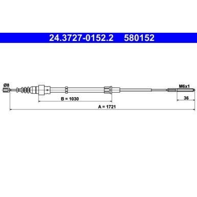 ATE Handbremsseil Seilzug Festellbremse 24.3727-0152.2 ATE Handbremsseil Seilzug Festellbremse 24.3727-0152.2