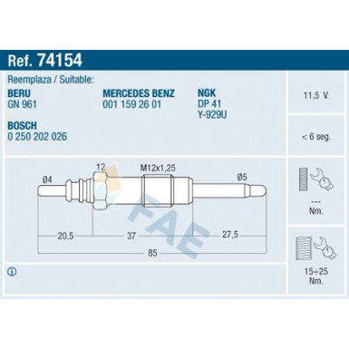 FAE Glühkerze 74154
