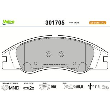 VALEO Bremsbeläge 301705