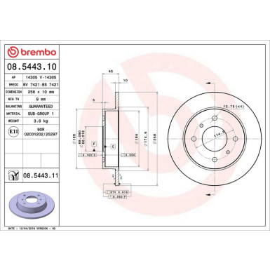 85 482 002 Bremsscheibe HA NISSAN Almera,Primera 90 PRIME LINE - UV Coated 08.5443.11
