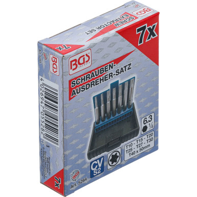 BGS Schraubenausdreher-Satz | für defektes T-Profil (für Torx) T10 - T40 | 7-tlg | 5284