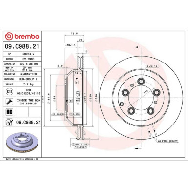 Bremsscheibe HA PORSCHE Cayenne, Panamera 16 PRIME LINE - UV Coated 09.C988.21