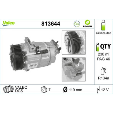 VALEO Kompressor, Klimaanlage 813644 VALEO RE-GEN AT
