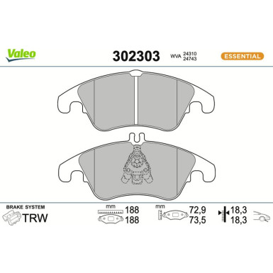 VALEO Bremsbeläge 302303