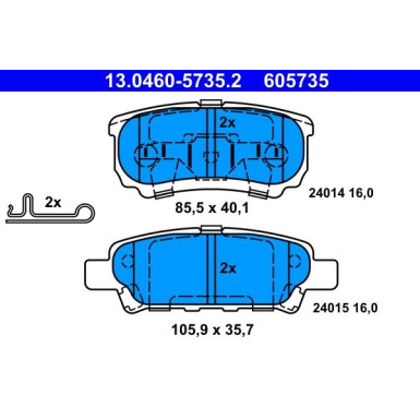 Bremsbelagsatz Mitsubishi T. Outlander/Lancer 03 | 13.0460-5735.2