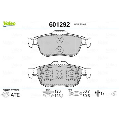 VALEO Bremsbeläge 601292