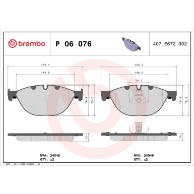 BREMBO Bremsklötze VA BMW F10,F07GT,F01 08 PRIME LINE P 06 076