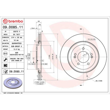 Bremsscheibe HA HYUNDAI i30 17 PRIME LINE - UV Coated 09.D085.11
