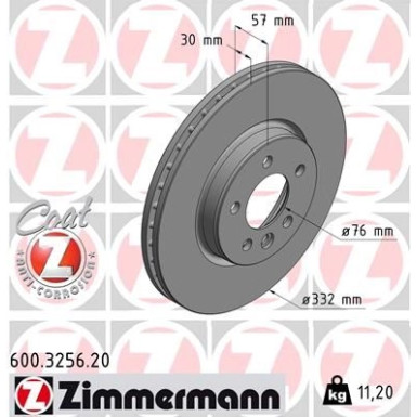 ZIMMERMANN Bremsscheibe 600.3256.20 Coat Z
