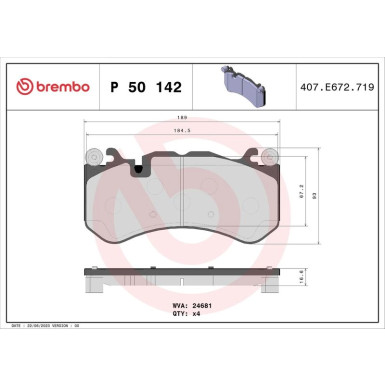 BREMBO Bremsklötze VA MERCEDES C, E, S-Klasse 07 PRIME LINE P 50 142