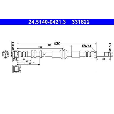 ATE Bremsschlauch | 24.5140-0421.3