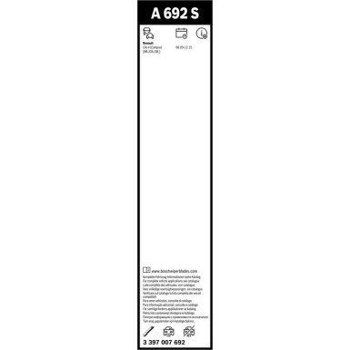 BOSCH | Scheibenwischer Aerotwin A692S 500/450 | Renault Clio2 | 3397007692