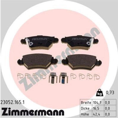 ZIMMERMANN Bremsbeläge | 23052.165.1