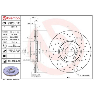 Bremsscheibe VA BMW X5,X6 06 XTRA LINE - Xtra 09.9923.1X