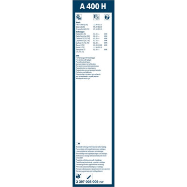 BOSCH | Scheibenwischer Aerotwin A400H | SKODA Oktavia, VW Touran | 3397008009