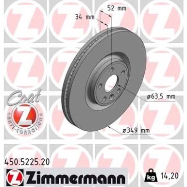 ZIMMERMANN Bremsscheibe 450.5225.20 Coat Z