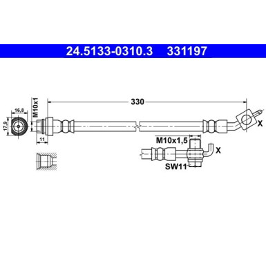 ATE Bremsschlauch | 24.5133-0310.3