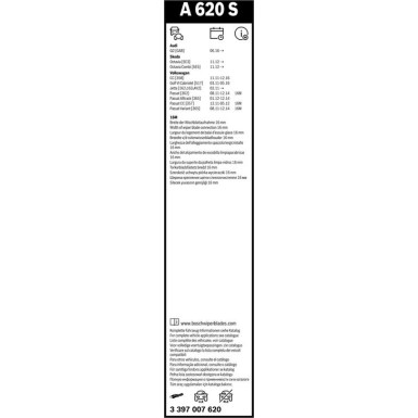BOSCH | Scheibenwischer Aerotwin A620S 600/475 | Golf 6 Cabrio, Jetta | 3397007620