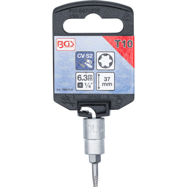 BGS Schraubenausdreher-Bit-Einsatz | Antrieb Innenvierkant 6,3 mm (1/4"""") | für defektes T-Profil (für Torx) T10 | 7098-T10