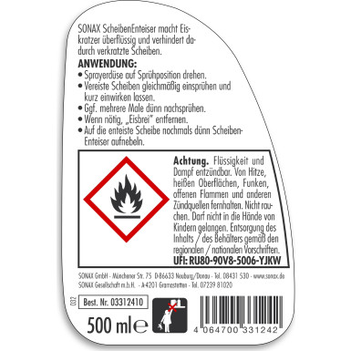 Sonax Scheibenenteiser Spray 500ml ScheibenEnteiser 03312410