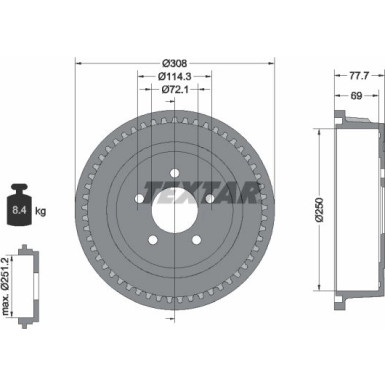 Bremstrommel. Chrysler T. Voyager 95-01 | 94028100 Bremstrommel. Chrysler T. Voyager 95-01 | 94028100