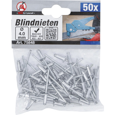 BGS Blindnieten-Sortiment Ø 4,0 mm 50-tlg BGS Do it yourself 75848