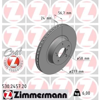 ZIMMERMANN Bremsscheibe | 530.2457.20