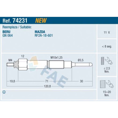 FAE Glühkerze 74231