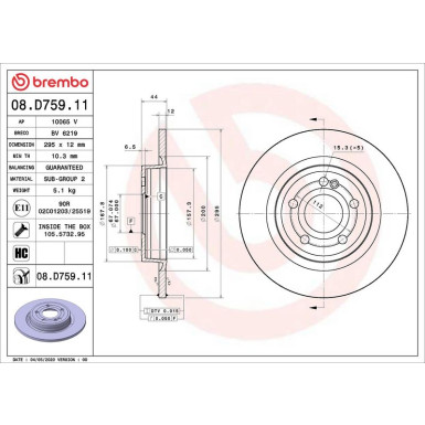 Bremsscheibe HA MERCEDES A, B-Klasse 18 PRIME LINE - UV Coated 08.D759.11