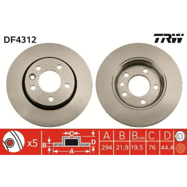 Bremsscheibe Vw T. T5 03 | DF4312