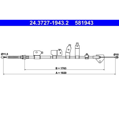 ATE Handbremsseil Seilzug Festellbremse 24.3727-1943.2