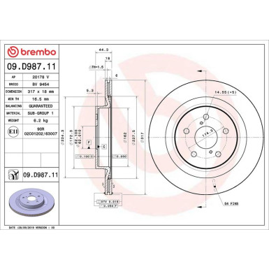 Bremsscheibe HA SUZUKI Across TOYOTA RAV4 18 PRIME LINE - UV Coated 09.D987.11 Bremsscheibe HA SUZUKI Across TOYOTA RAV4 18 PRIME LINE - UV Coated 09.D987.11