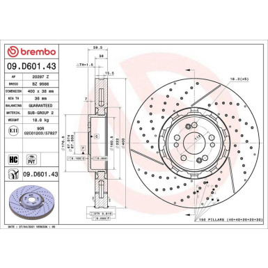 Bremsscheibe VA MERCEDES PRIME LINE - Dual Cast 09.D601.43