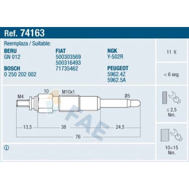 FAE Glühkerze 74163