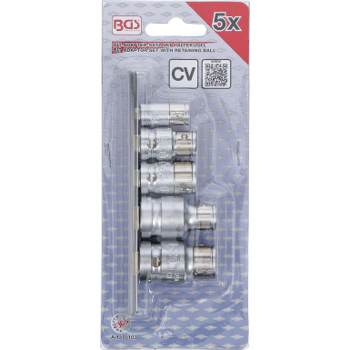 BGS Bit-Adapter-Satz mit Haltekugel | Innenvierkant 6,3 mm (1/4"""") / 10 mm (3/8"""") / 12,5 mm (1/2"""") | 5-tlg | 70103