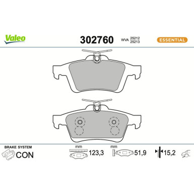 VALEO Bremsbeläge 302760