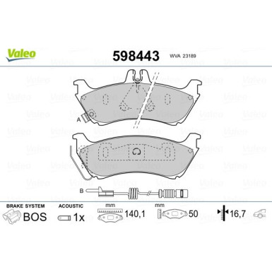 VALEO Bremsbeläge 598443