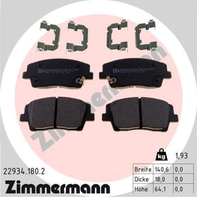 ZIMMERMANN Bremsbelagsatz, Scheibenbremse | 22934.180.2